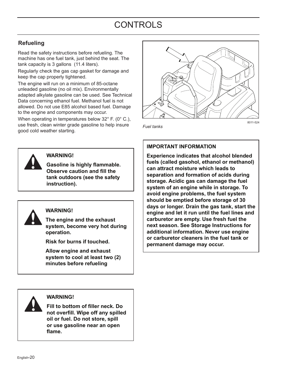 Refueling, Controls | HTC Z5426 User Manual | Page 20 / 76