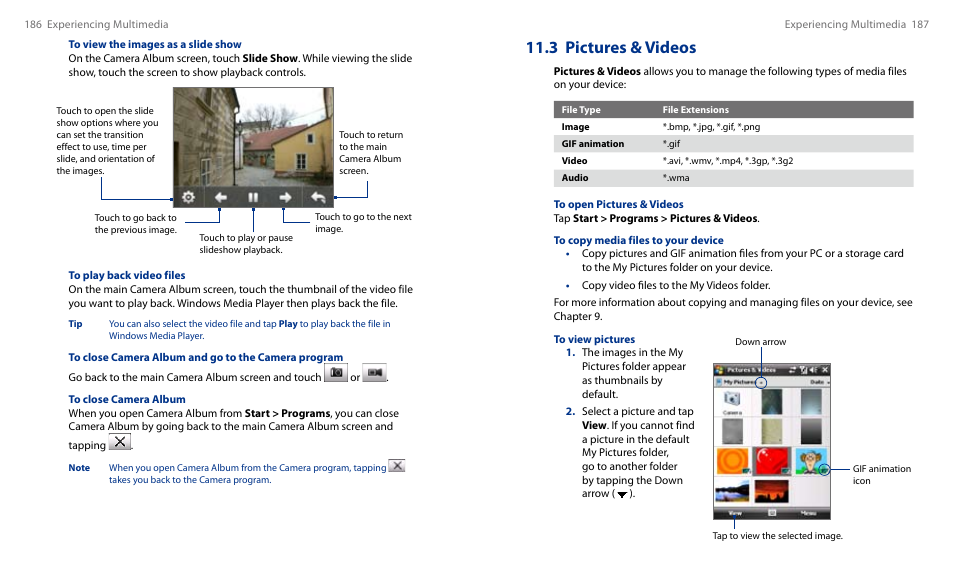 3 pictures & videos | HTC Touch HS S00 User Manual | Page 105 / 135
