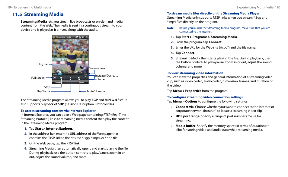 5 streaming media | HTC Touch HS S00 User Manual | Page 109 / 135