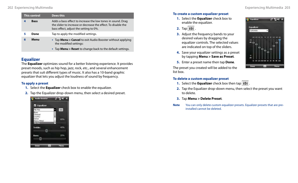Equalizer | HTC Touch HS S00 User Manual | Page 113 / 135