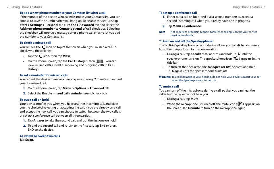 HTC Touch HS S00 User Manual | Page 39 / 135