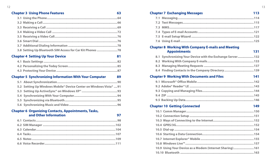 HTC Touch HS S00 User Manual | Page 7 / 135