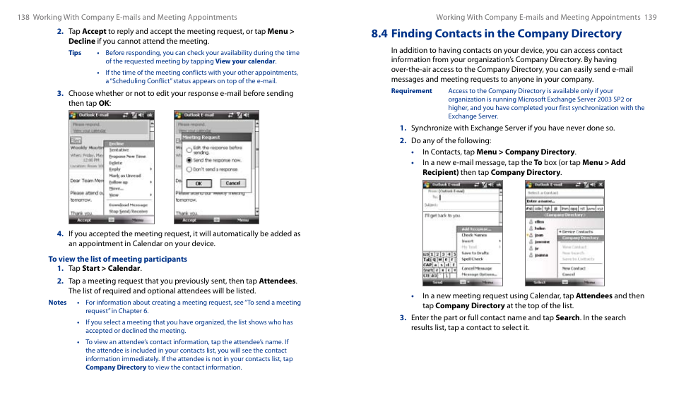 4 finding contacts in the company directory | HTC Touch HS S00 User Manual | Page 78 / 135