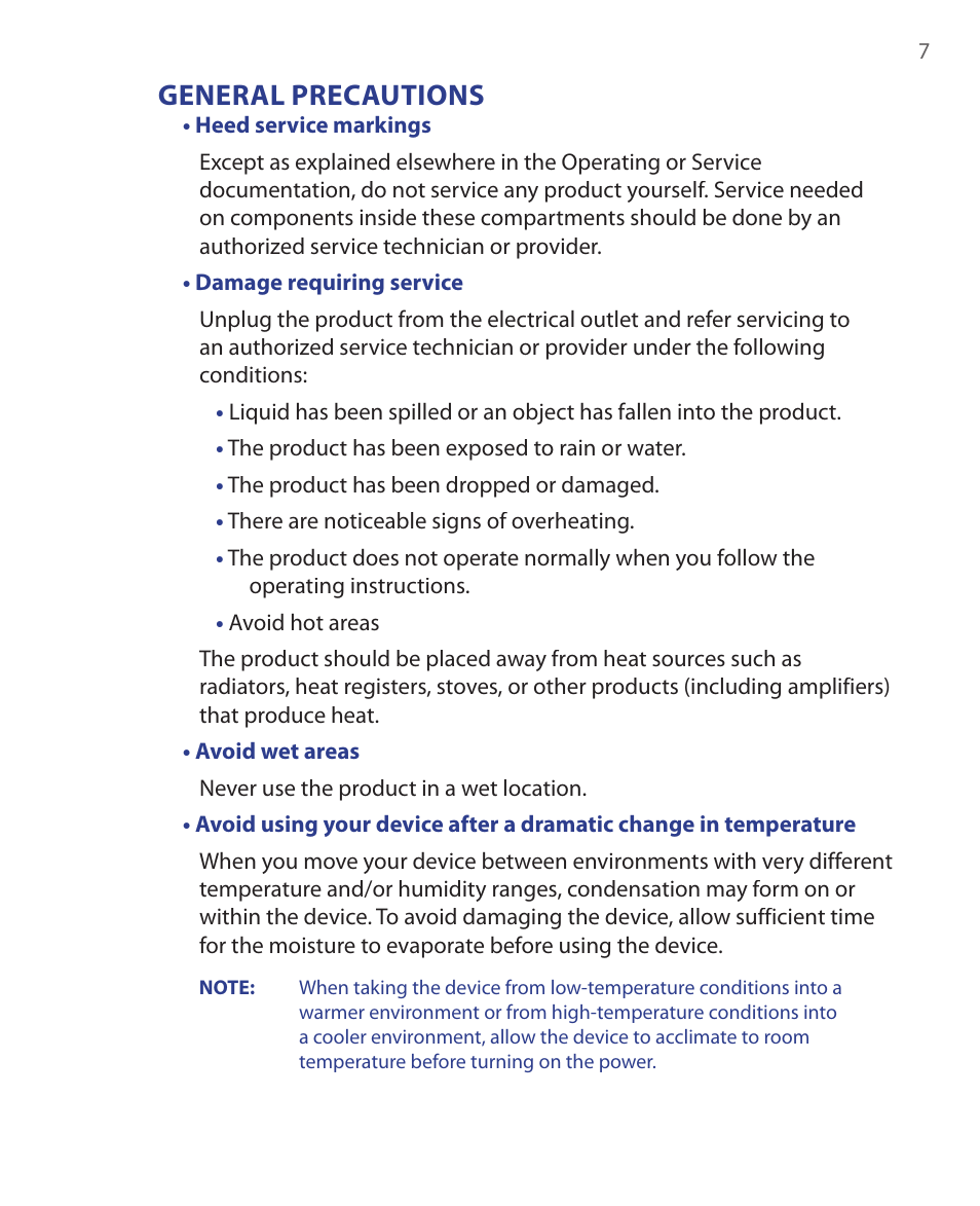 General precautions | HTC EMC220 User Manual | Page 7 / 172