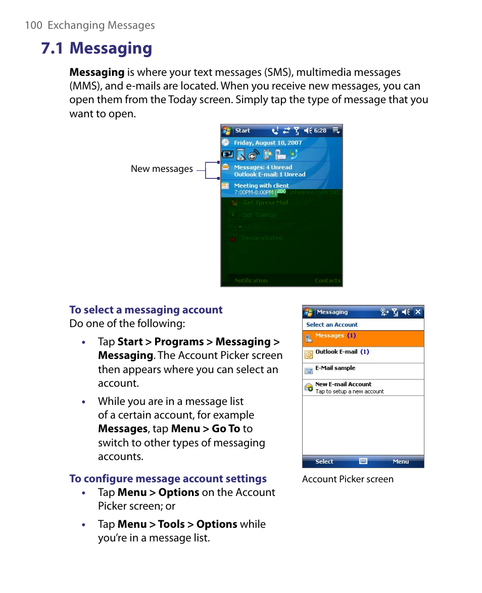 1 messaging | HTC Tilt 8900 User Manual | Page 100 / 240