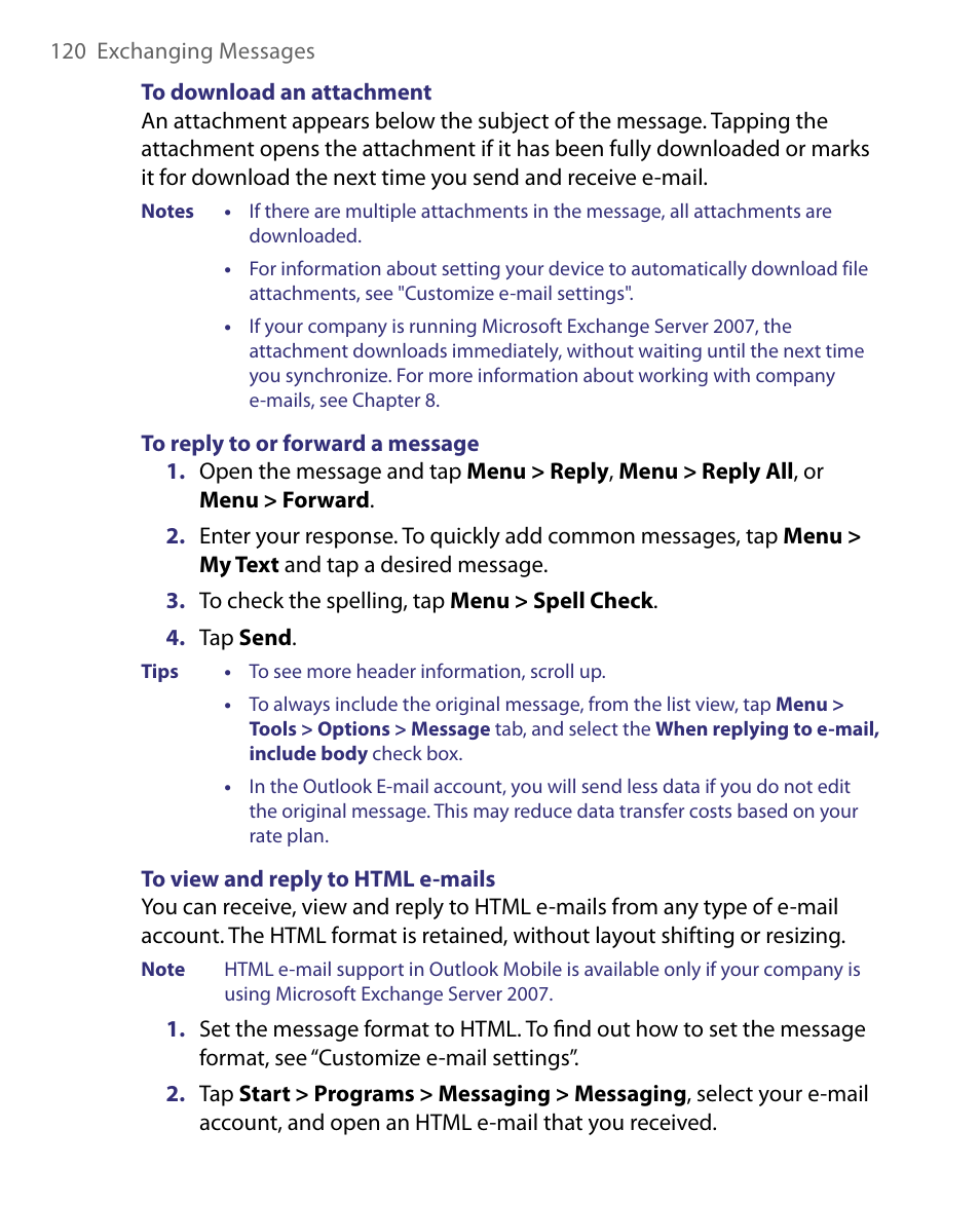 HTC Tilt 8900 User Manual | Page 120 / 240