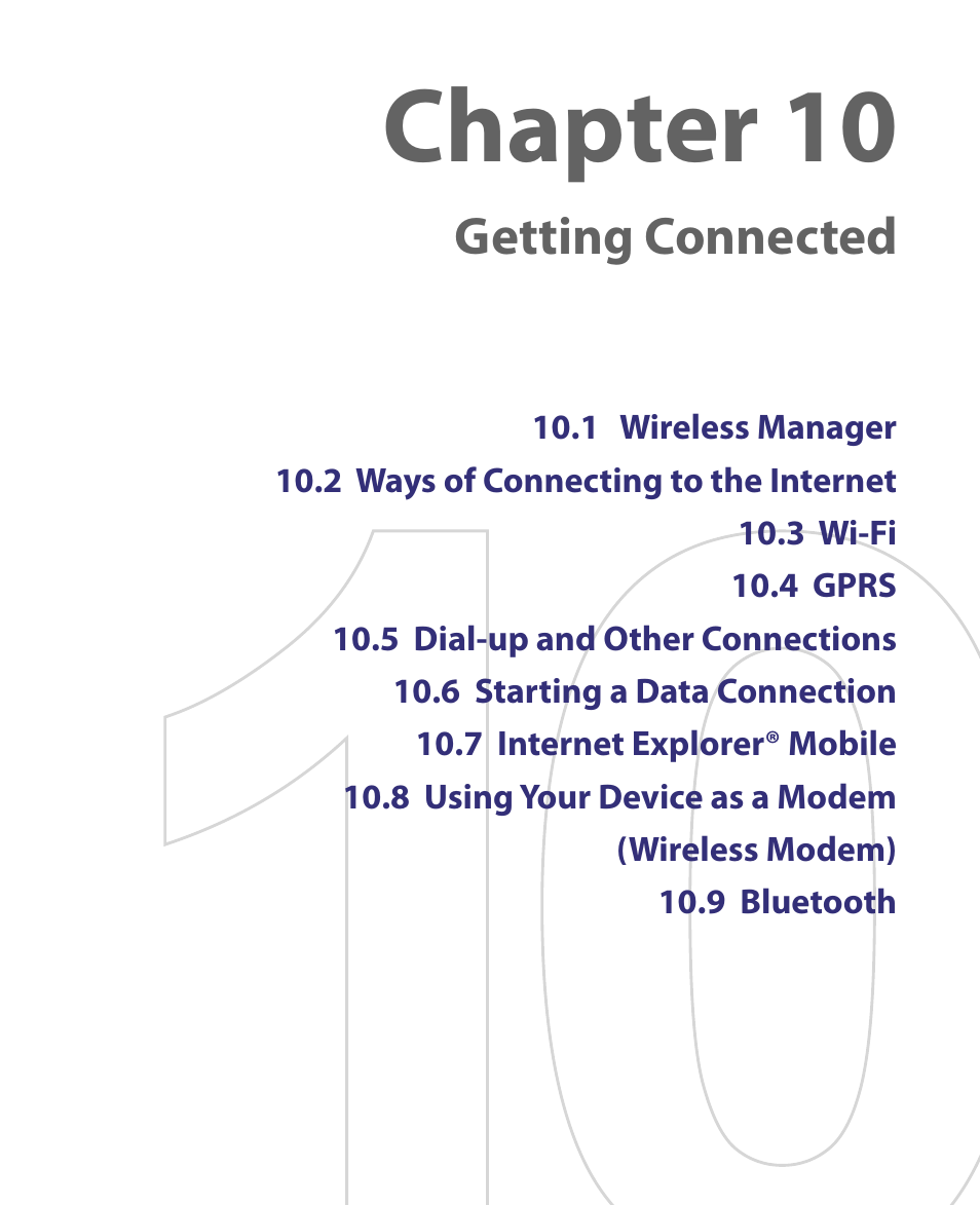 Chapter 10, Getting connected | HTC Tilt 8900 User Manual | Page 151 / 240