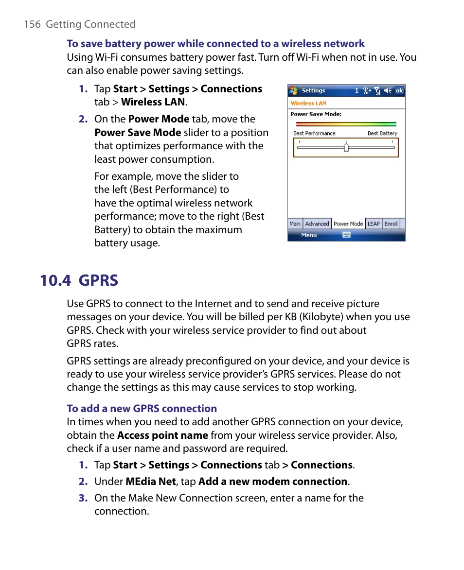 4 gprs | HTC Tilt 8900 User Manual | Page 156 / 240