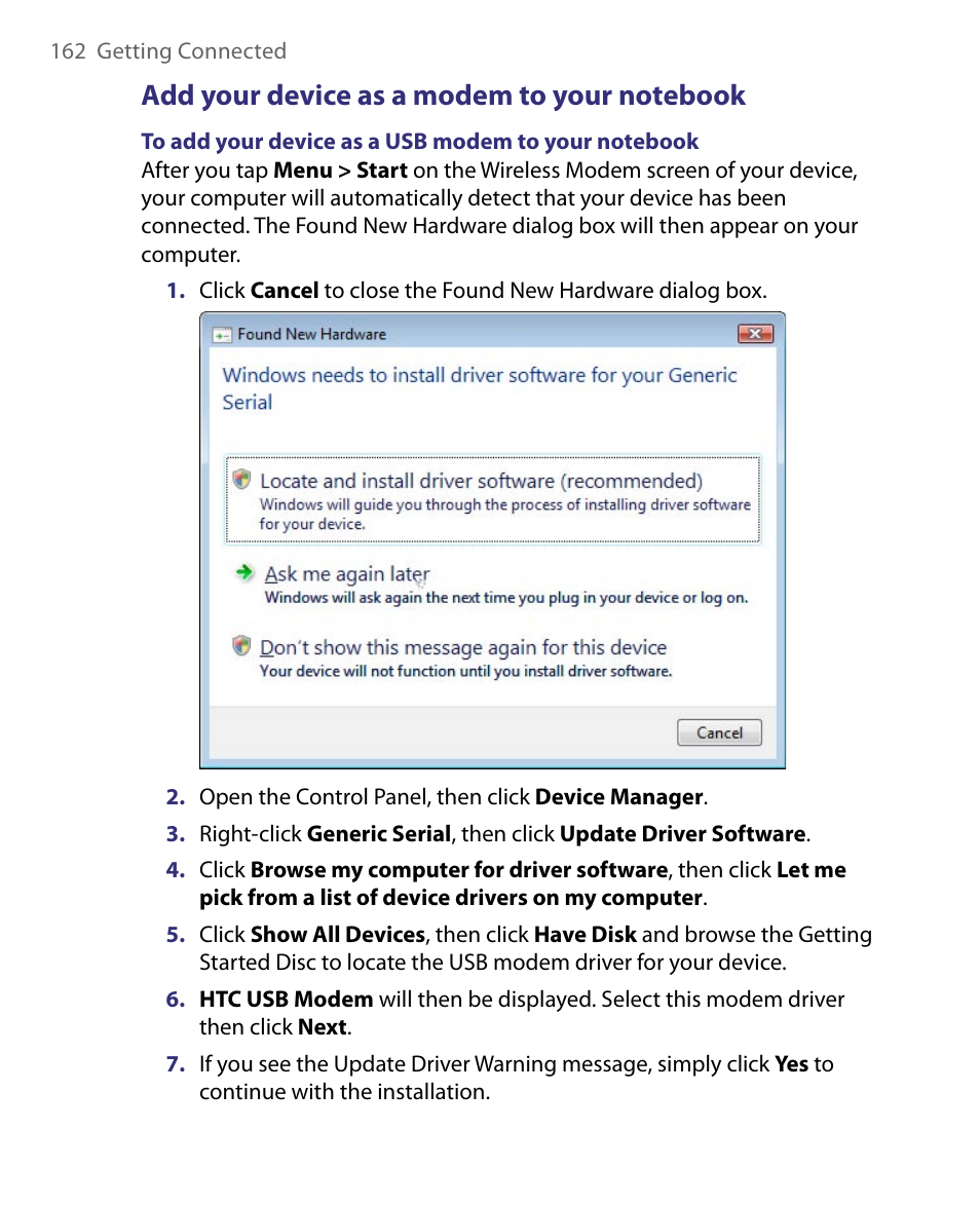 HTC Tilt 8900 User Manual | Page 162 / 240