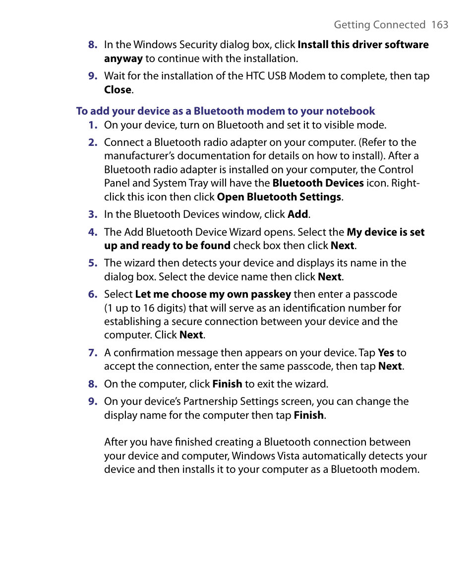 HTC Tilt 8900 User Manual | Page 163 / 240