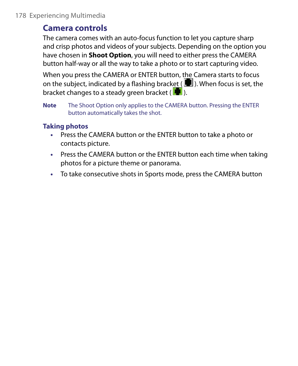 Camera controls | HTC Tilt 8900 User Manual | Page 178 / 240