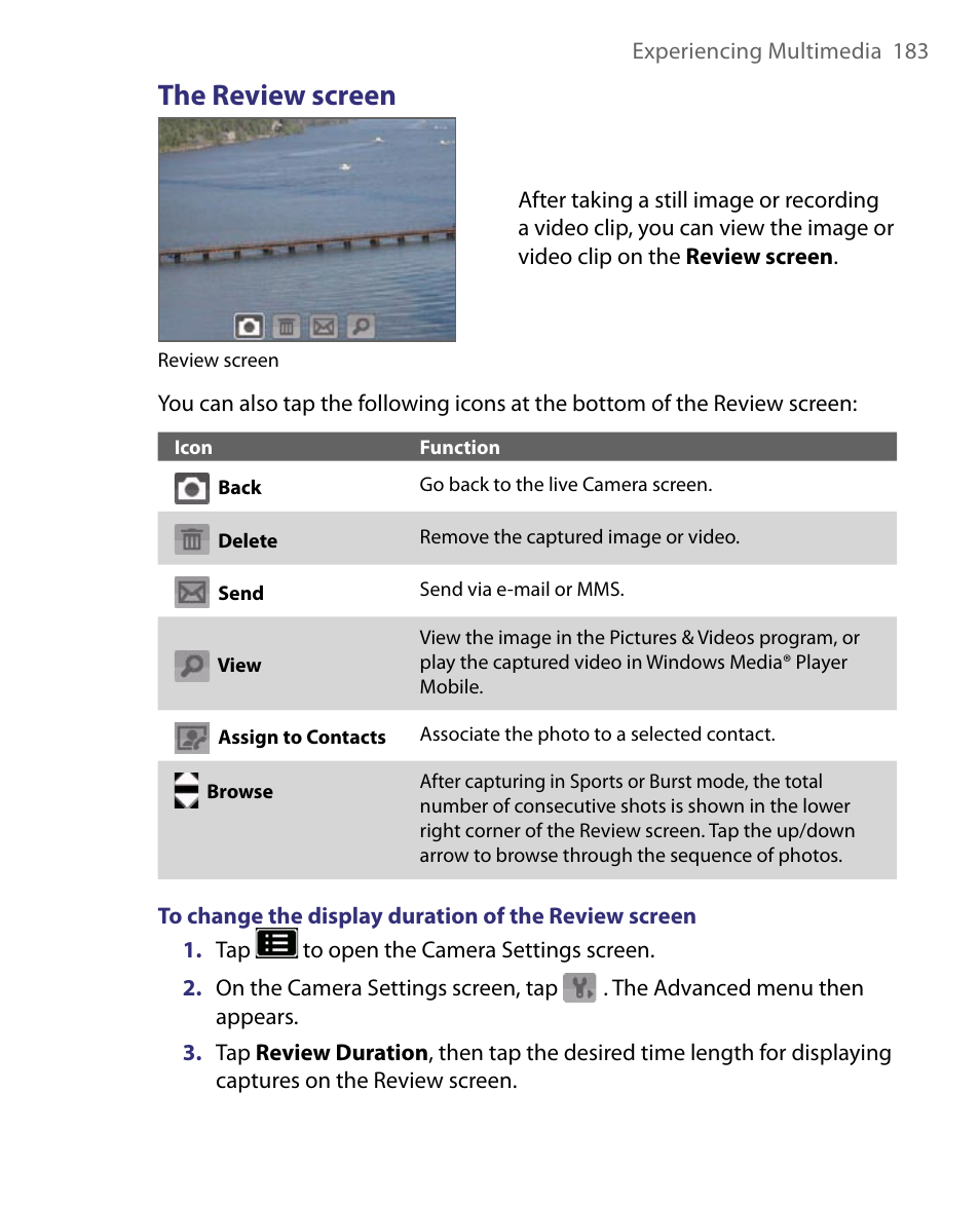 The review screen | HTC Tilt 8900 User Manual | Page 183 / 240