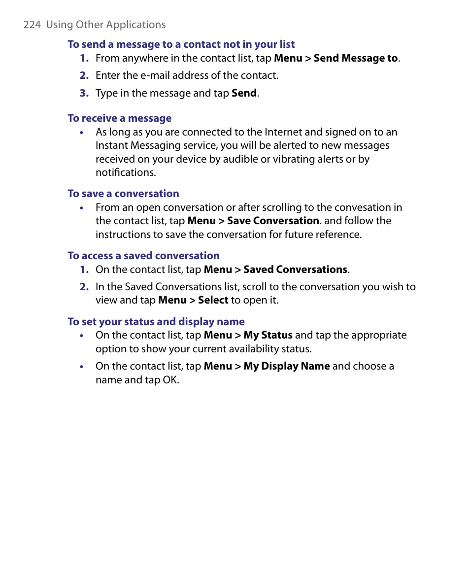 HTC Tilt 8900 User Manual | Page 224 / 240