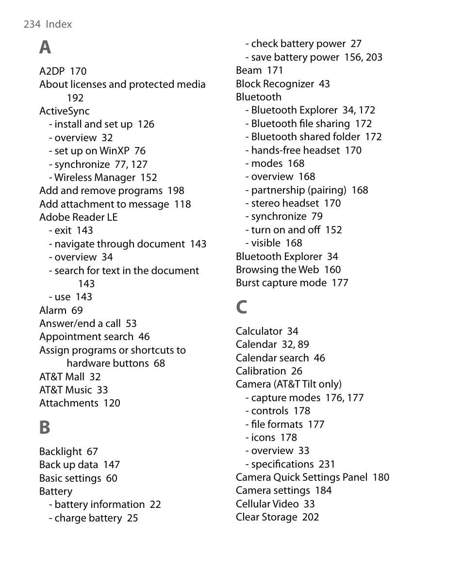 HTC Tilt 8900 User Manual | Page 234 / 240