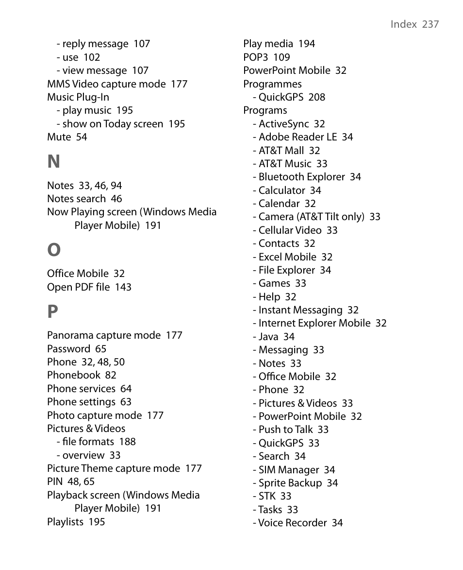 HTC Tilt 8900 User Manual | Page 237 / 240