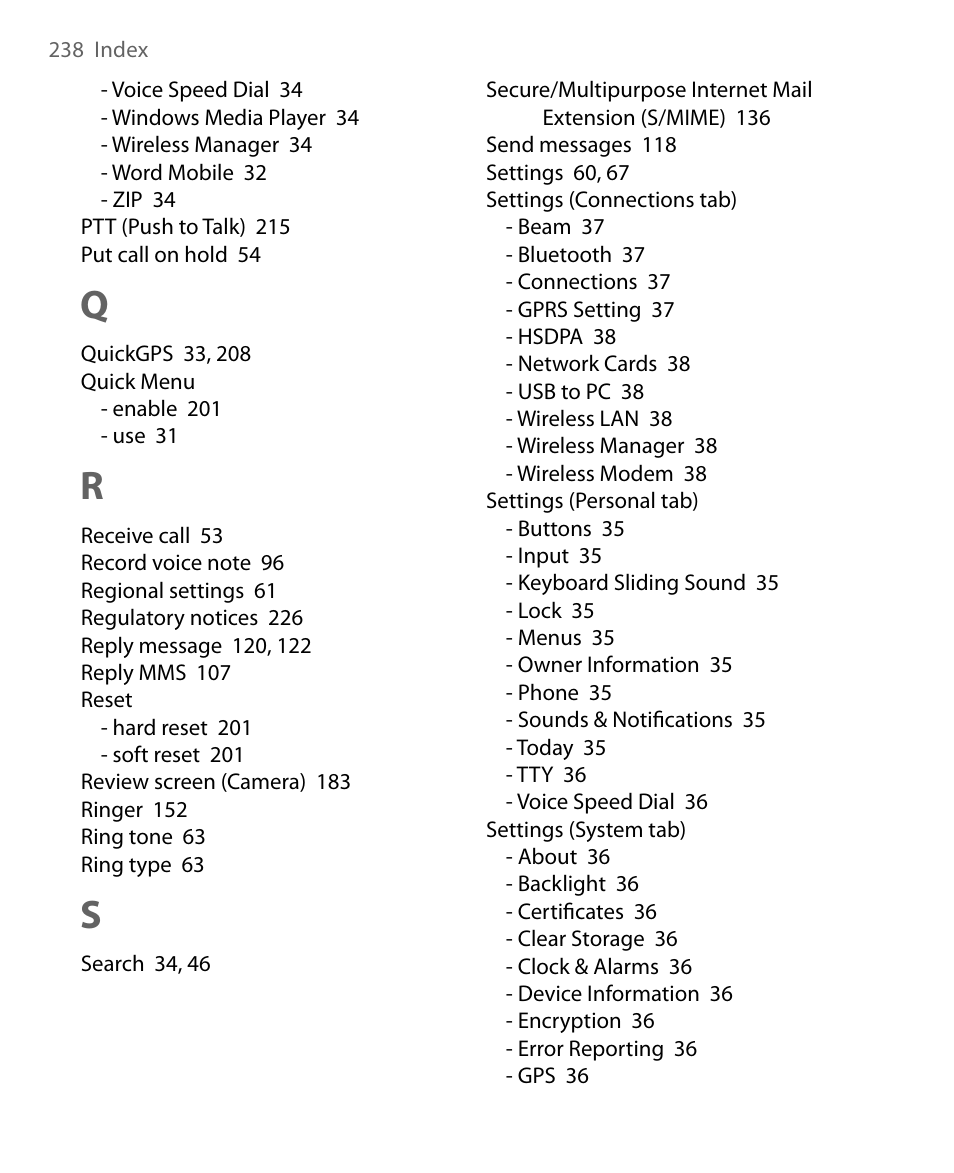 HTC Tilt 8900 User Manual | Page 238 / 240