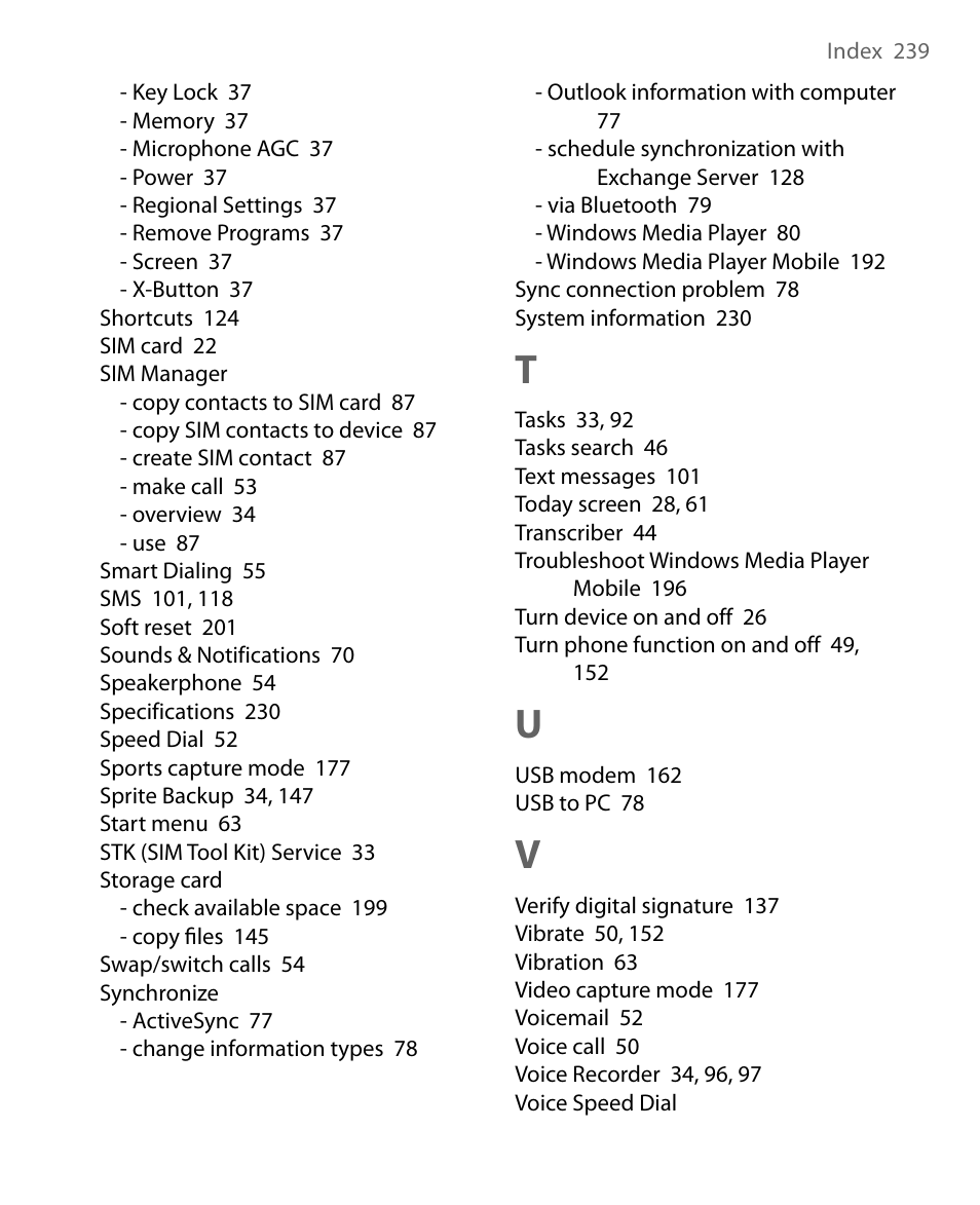 HTC Tilt 8900 User Manual | Page 239 / 240