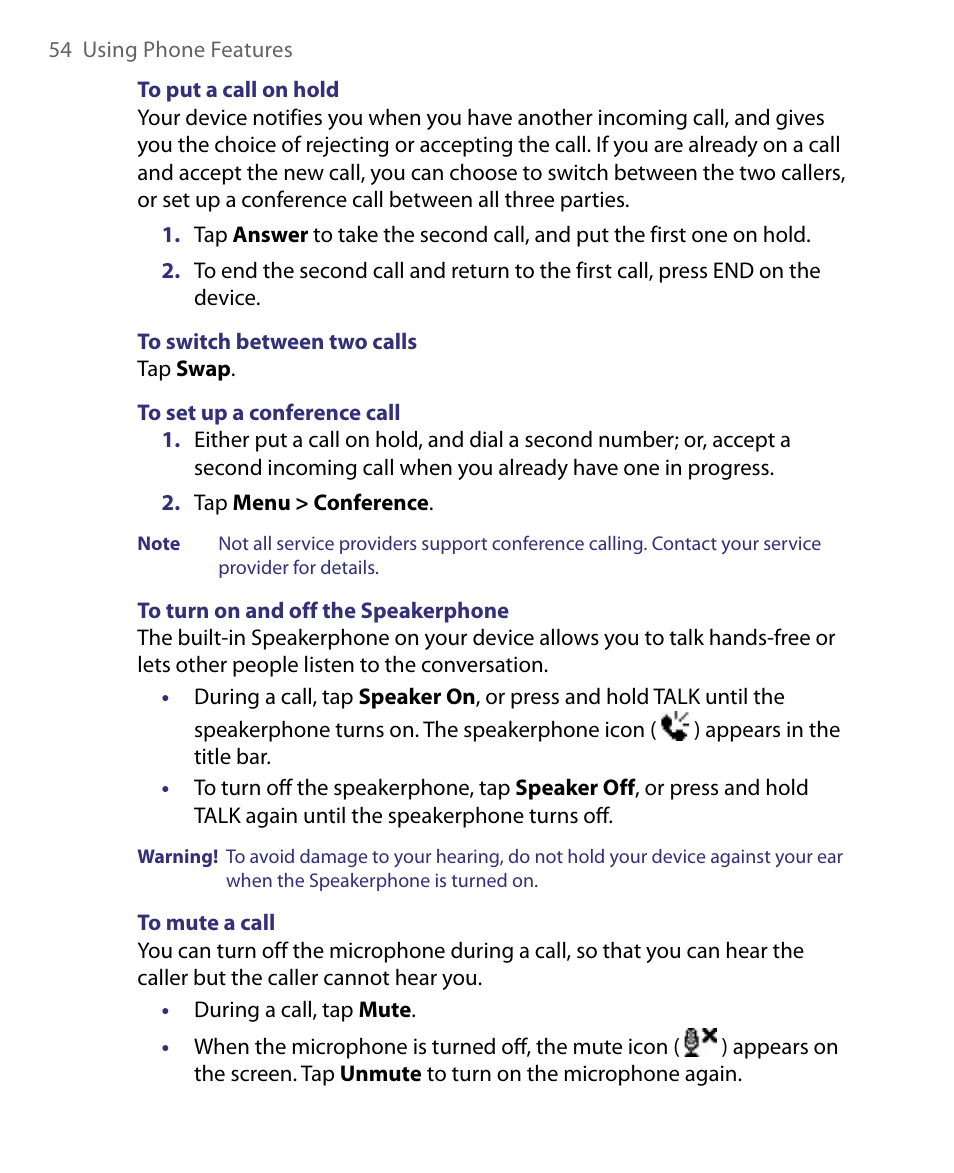 HTC Tilt 8900 User Manual | Page 54 / 240