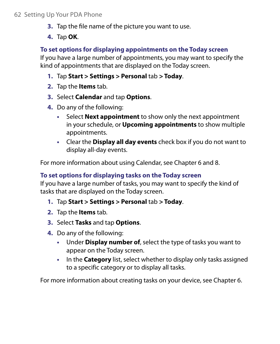 HTC Tilt 8900 User Manual | Page 62 / 240