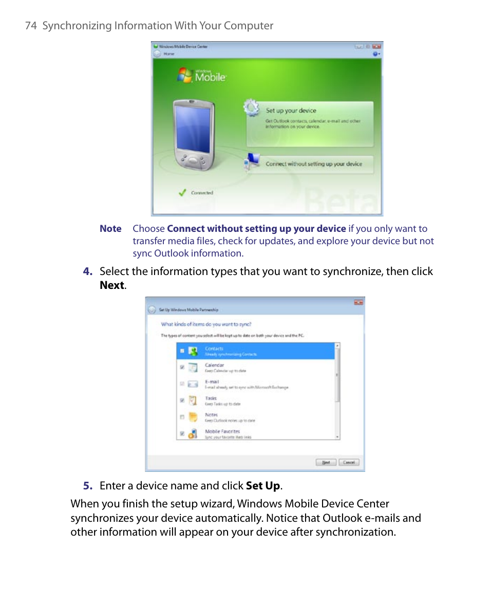 HTC Tilt 8900 User Manual | Page 74 / 240