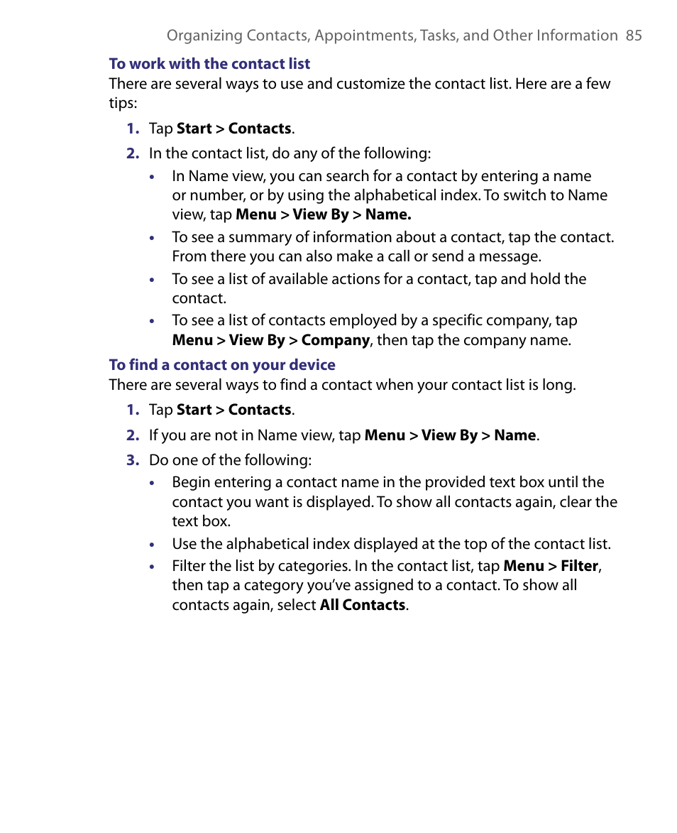 HTC Tilt 8900 User Manual | Page 85 / 240