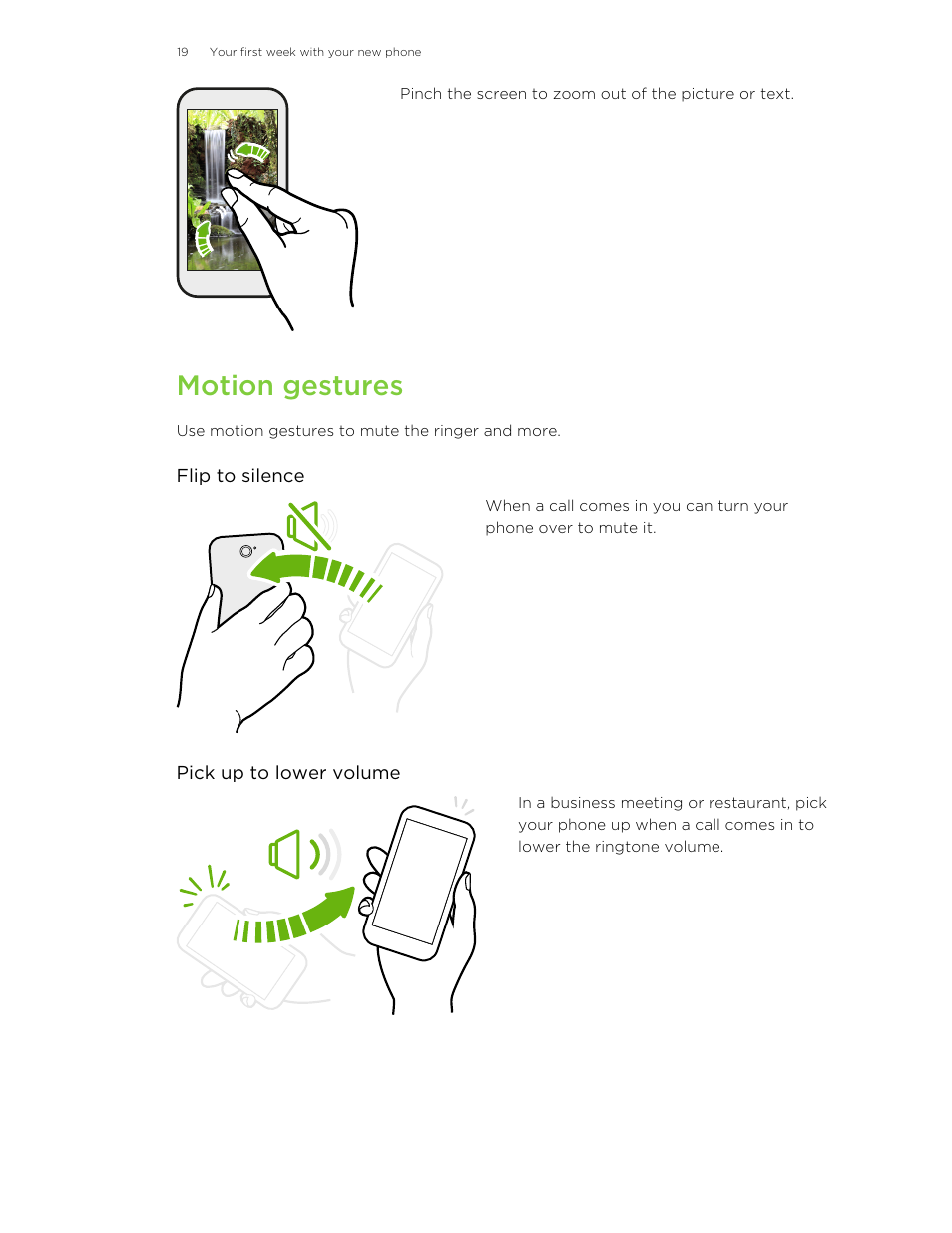 Motion gestures | HTC 8X User Manual | Page 19 / 97