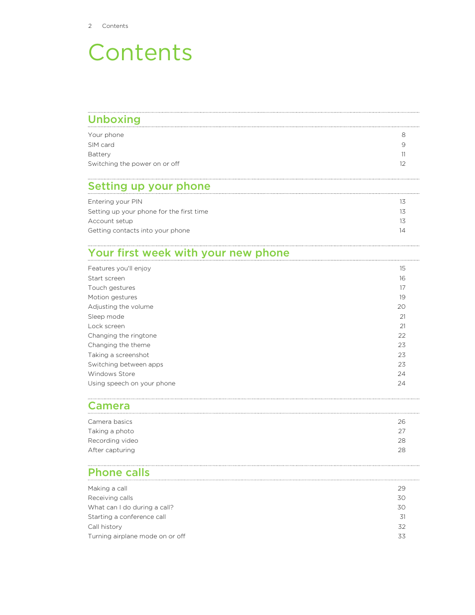 HTC 8X User Manual | Page 2 / 97