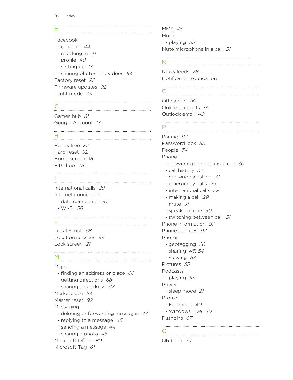 HTC 8X User Manual | Page 96 / 97