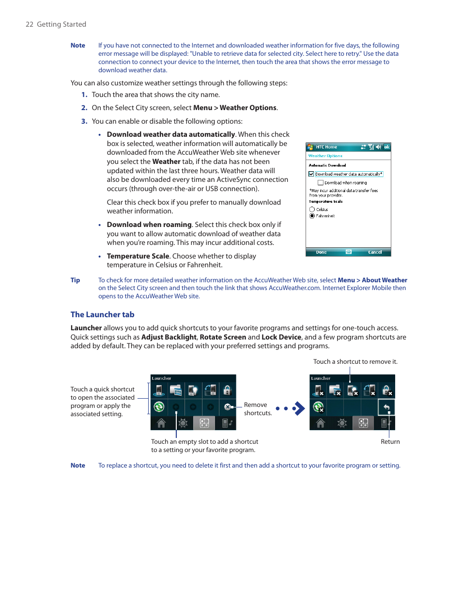 HTC Touch by HTC VOGU100 User Manual | Page 22 / 150