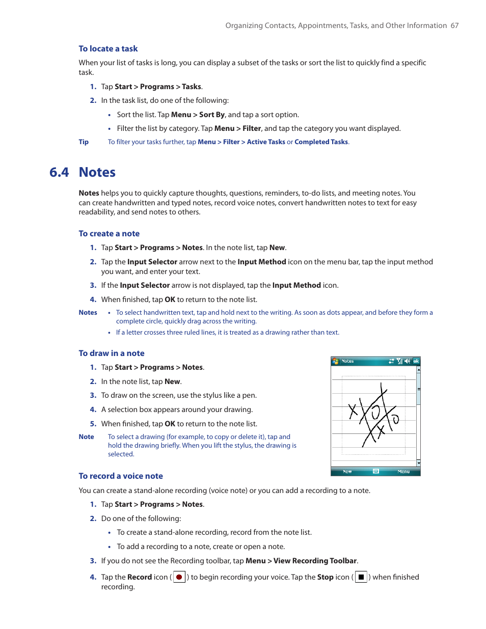 4 notes | HTC Touch by HTC VOGU100 User Manual | Page 67 / 150