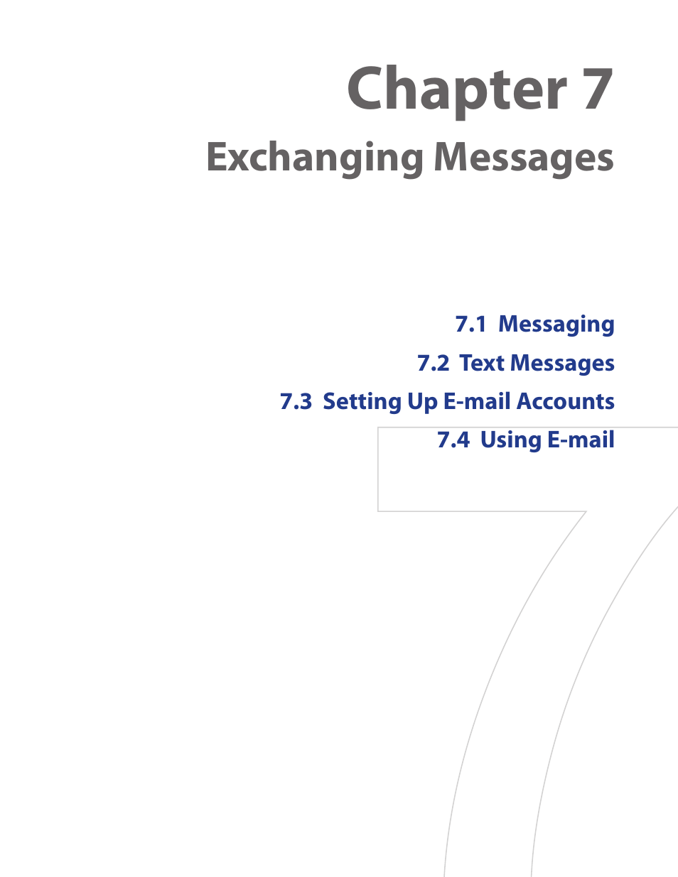 Chapter 7, Exchanging messages | HTC Touch by HTC VOGU100 User Manual | Page 69 / 150