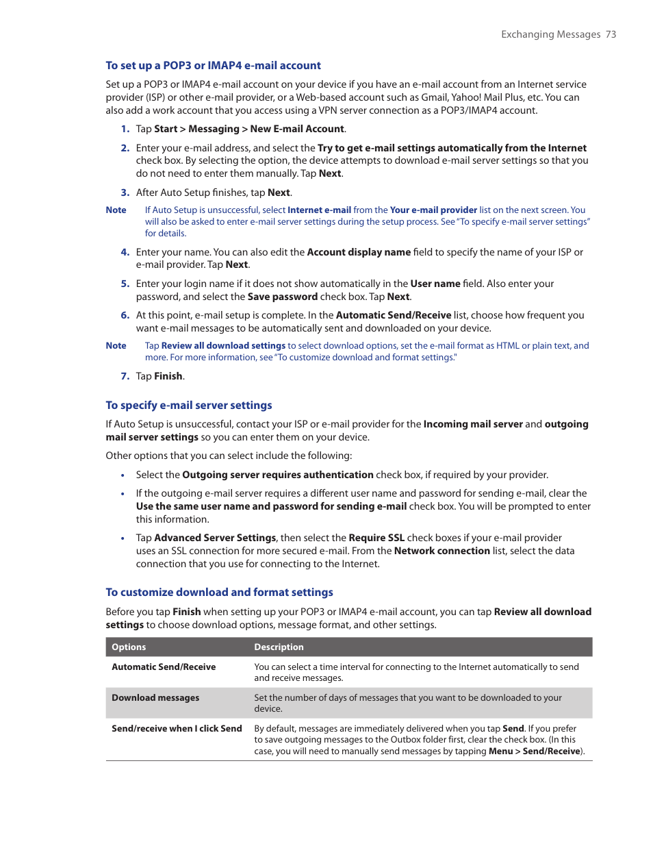 HTC Touch by HTC VOGU100 User Manual | Page 73 / 150