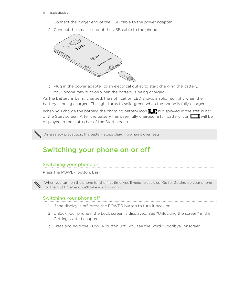 Switching your phone on or off | HTC Surround User Manual | Page 11 / 79