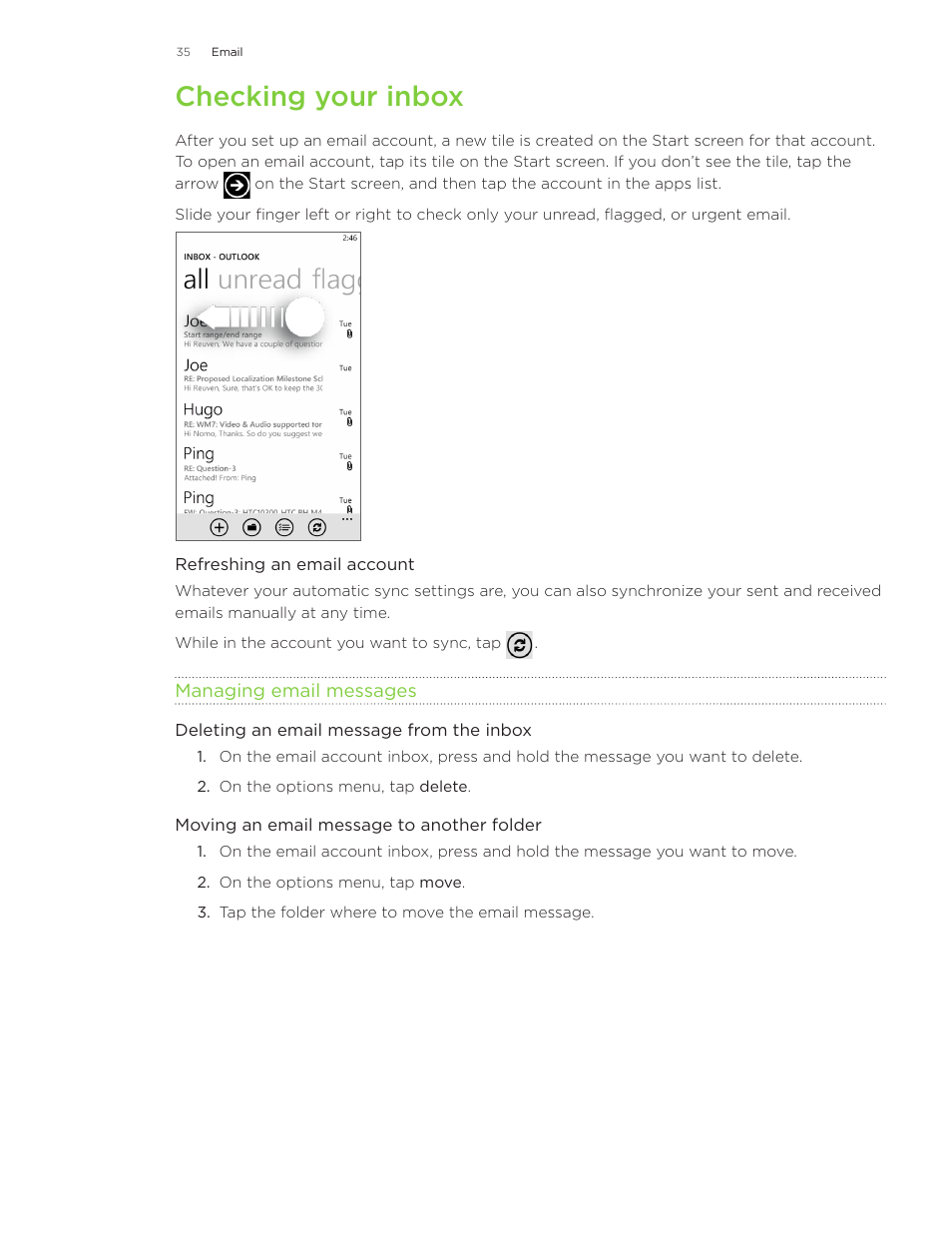 Checking your inbox | HTC Surround User Manual | Page 35 / 79