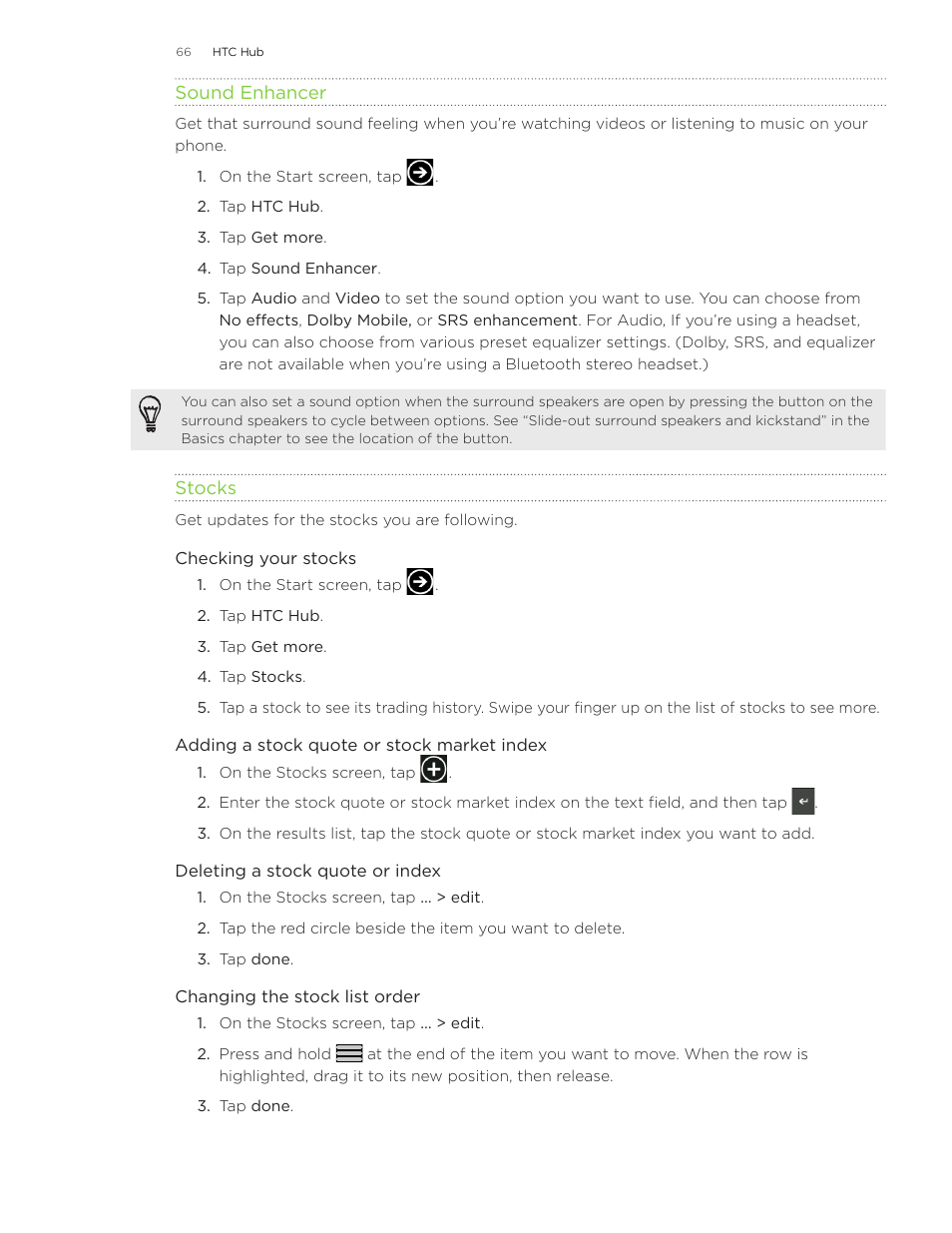 HTC Surround User Manual | Page 66 / 79