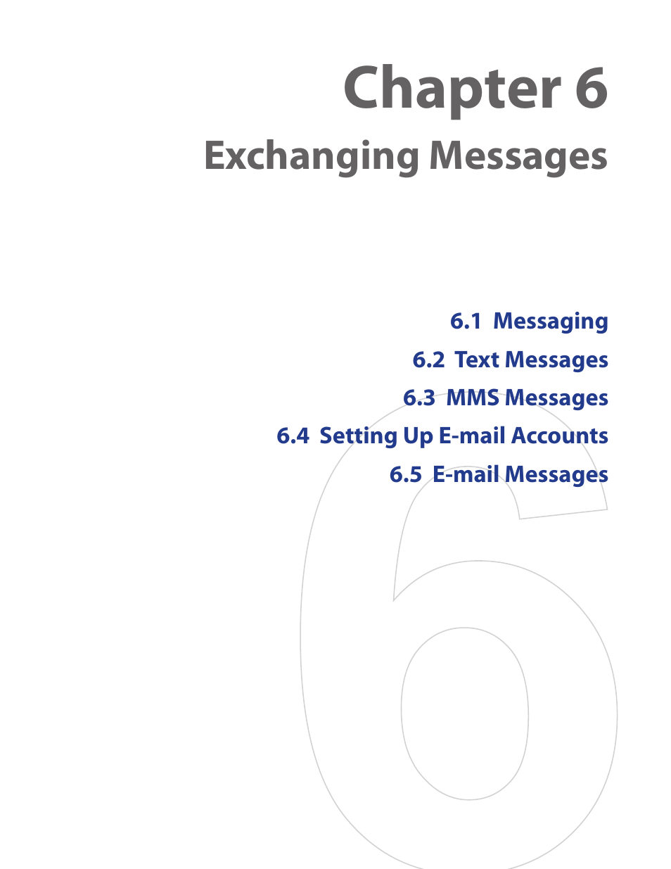 Chapter 6, Exchanging messages | HTC SMT5800 User Manual | Page 51 / 116