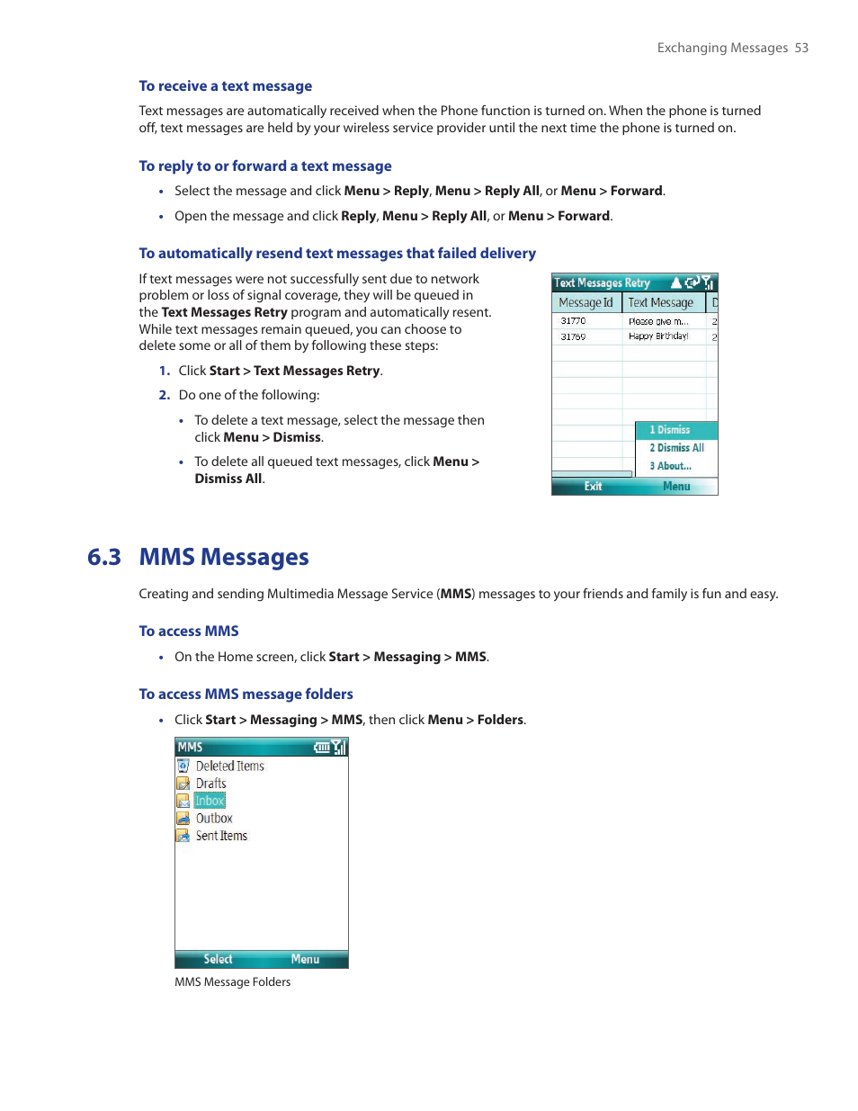 3 mms messages | HTC SMT5800 User Manual | Page 53 / 116
