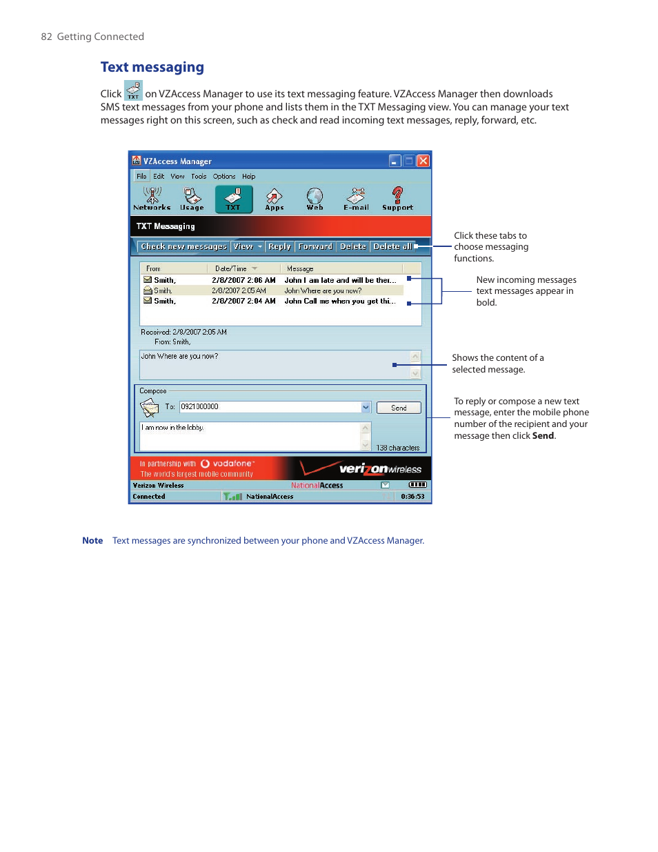 Text messaging | HTC SMT5800 User Manual | Page 82 / 116