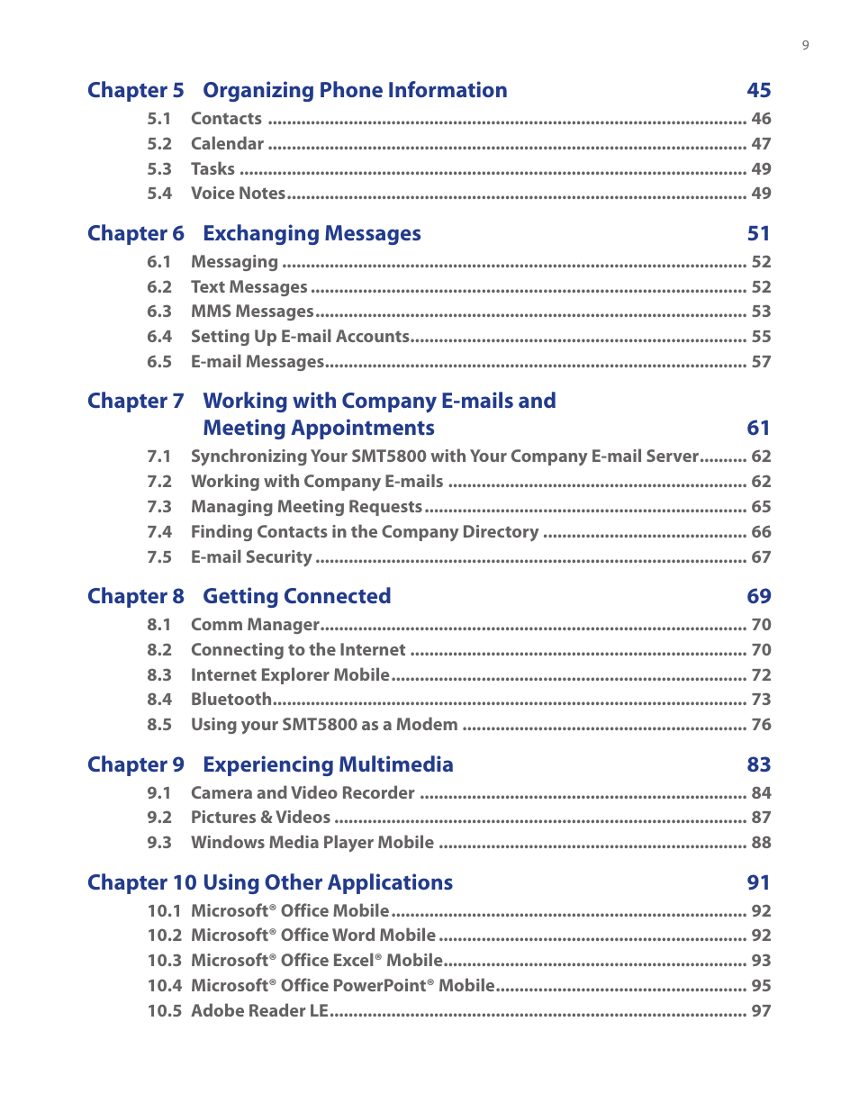 HTC SMT5800 User Manual | Page 9 / 116