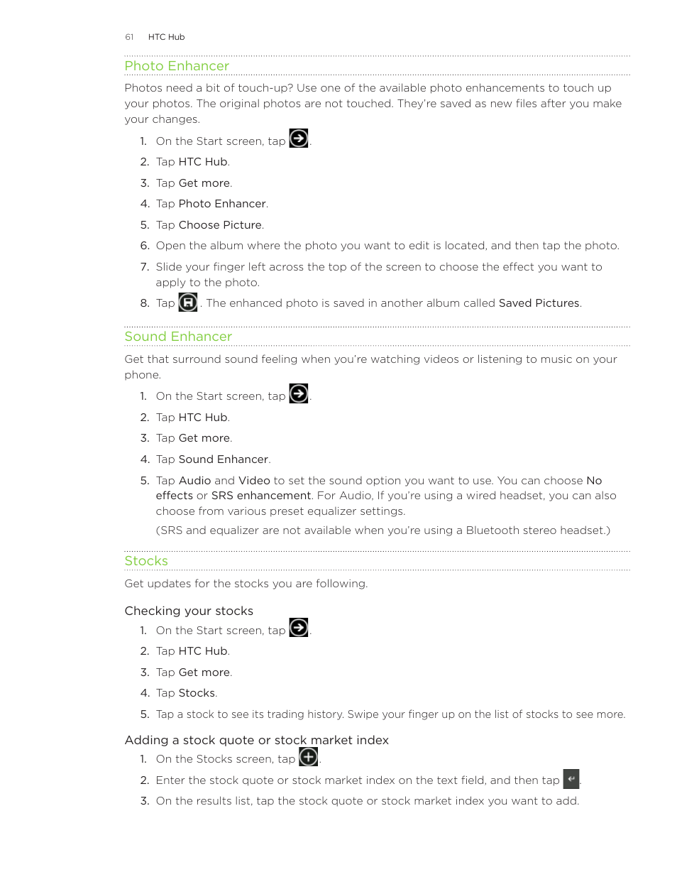 HTC 7 User Manual | Page 61 / 74