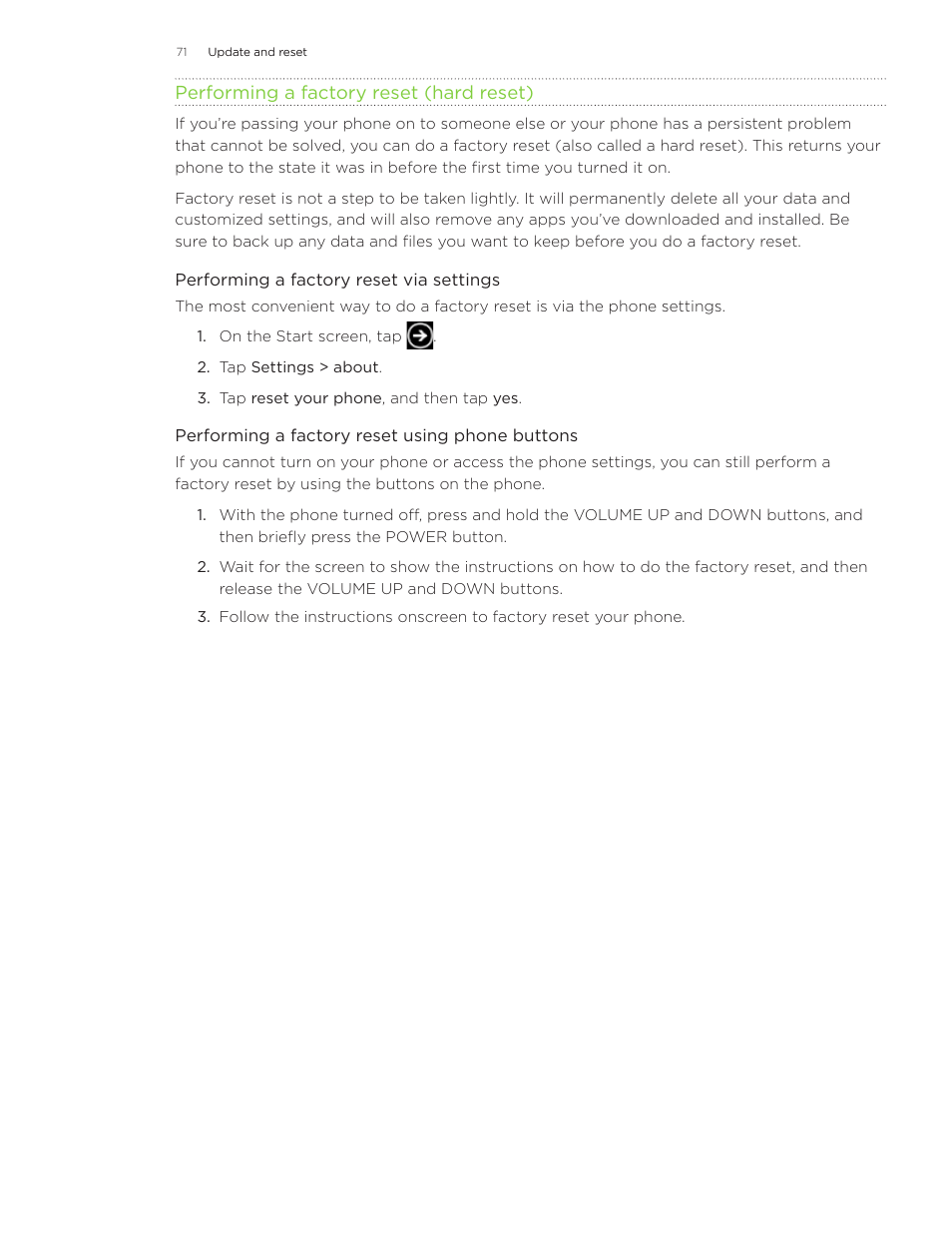 HTC 7 User Manual | Page 71 / 74