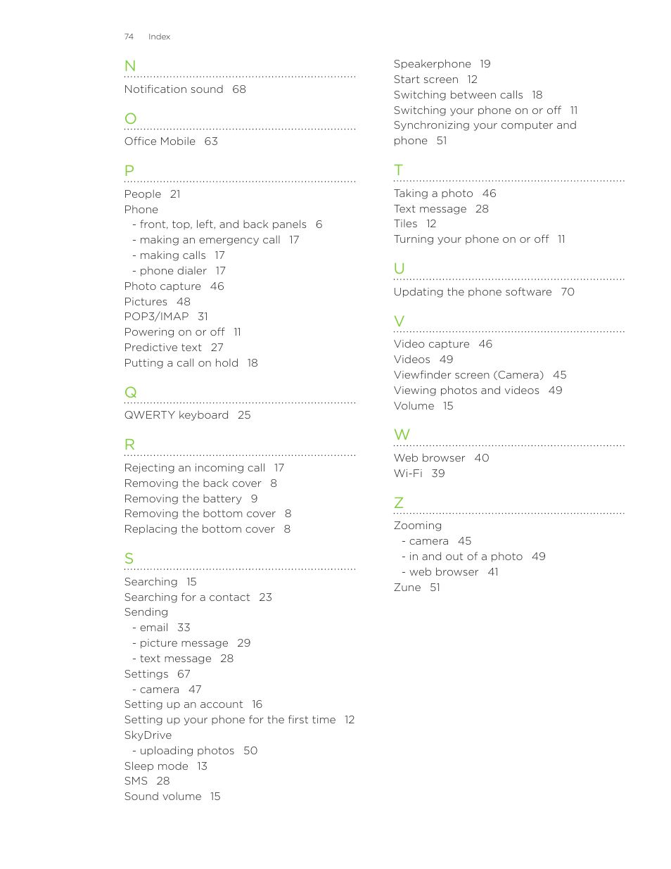 HTC 7 User Manual | Page 74 / 74