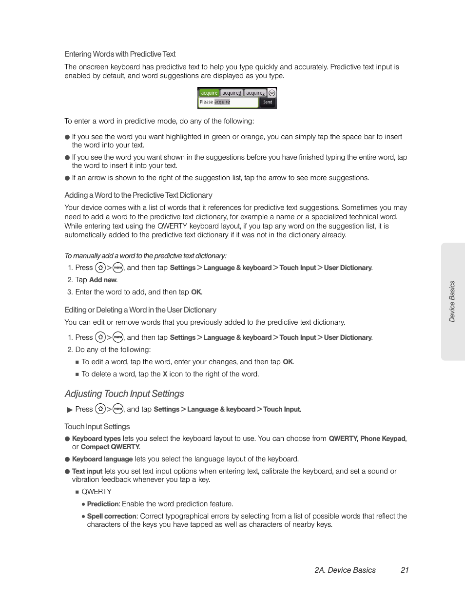 Adjusting touch input settings | HTC EVO 4G User Manual | Page 31 / 197