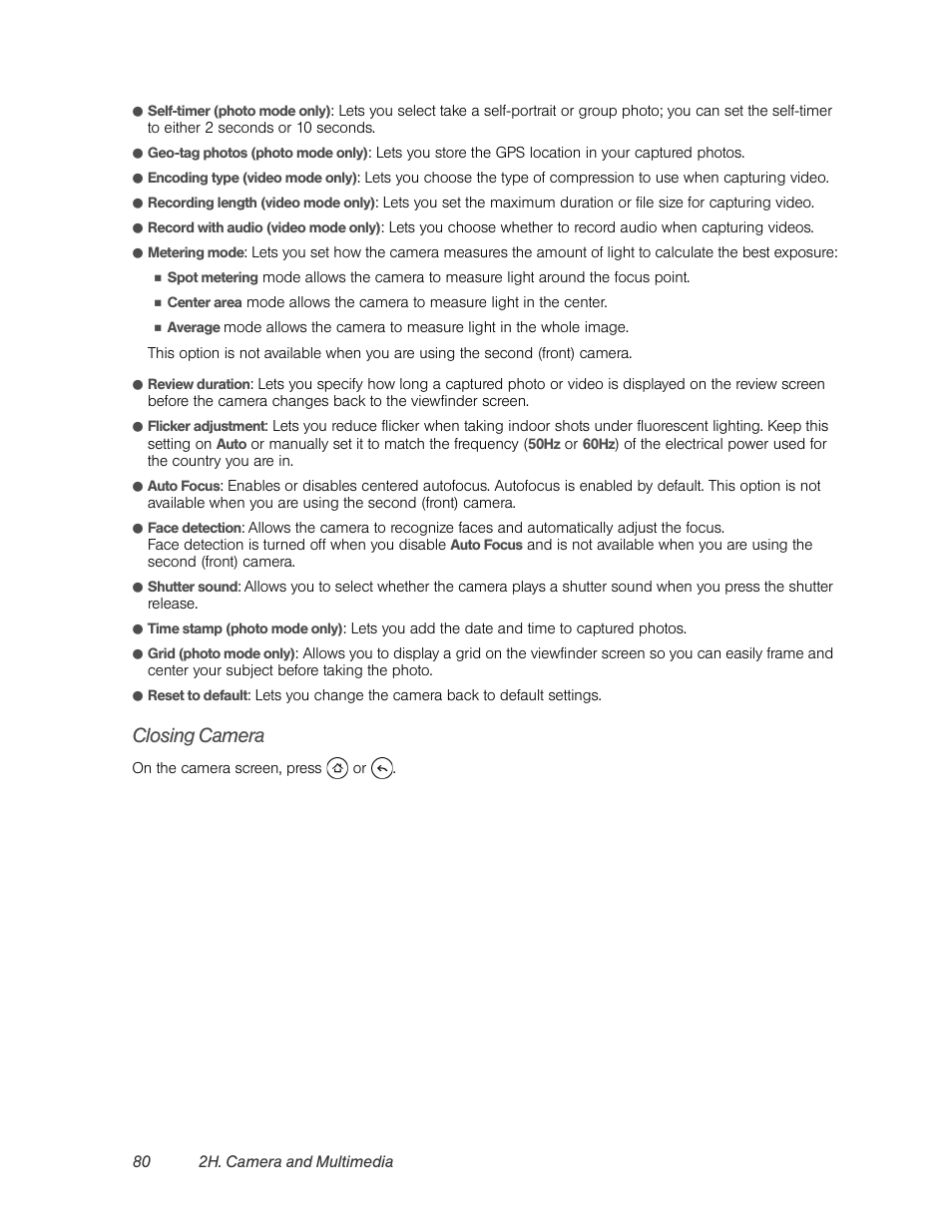 Closing camera | HTC EVO 4G User Manual | Page 90 / 197