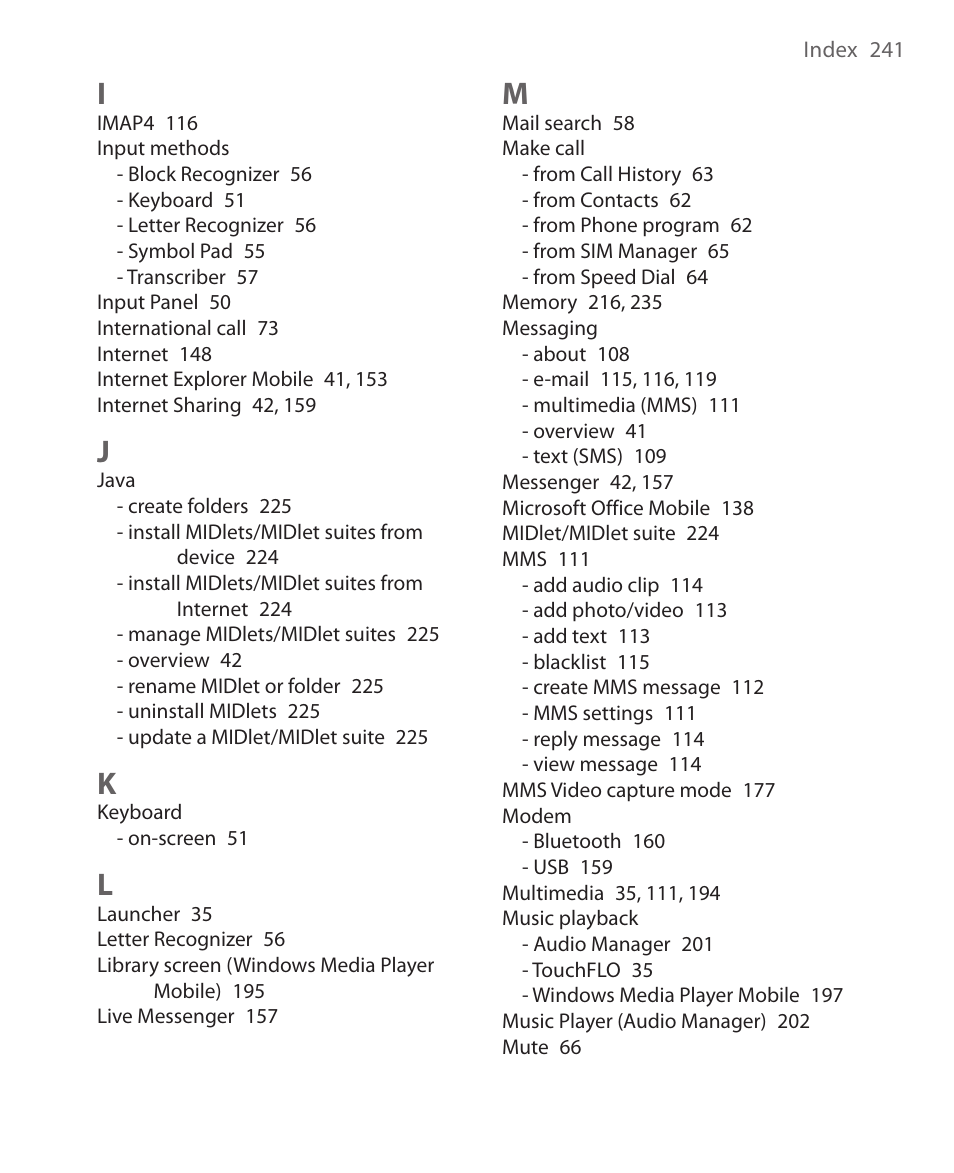 HTC Xda orbit 2 User Manual | Page 241 / 246