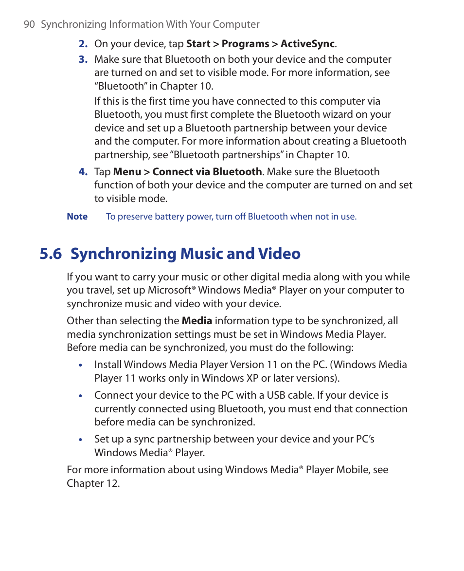 6 synchronizing music and video | HTC Xda orbit 2 User Manual | Page 90 / 246