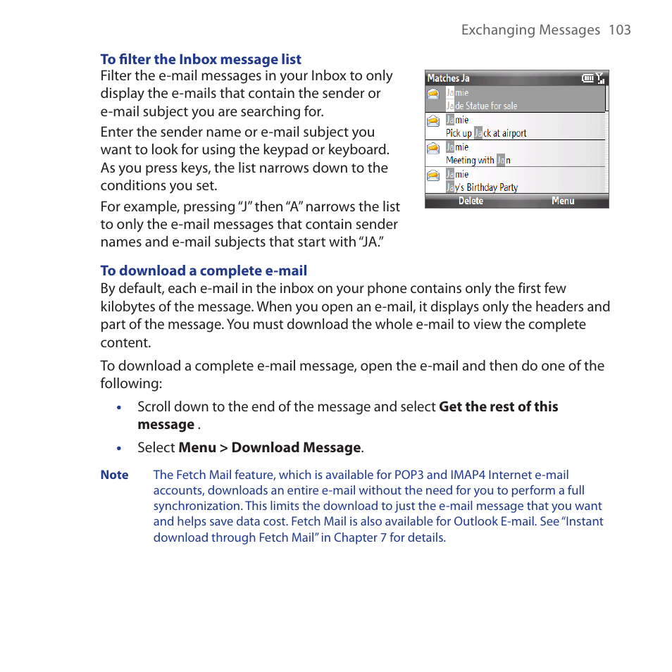 HTC Dash 3G HS S200 User Manual | Page 103 / 192