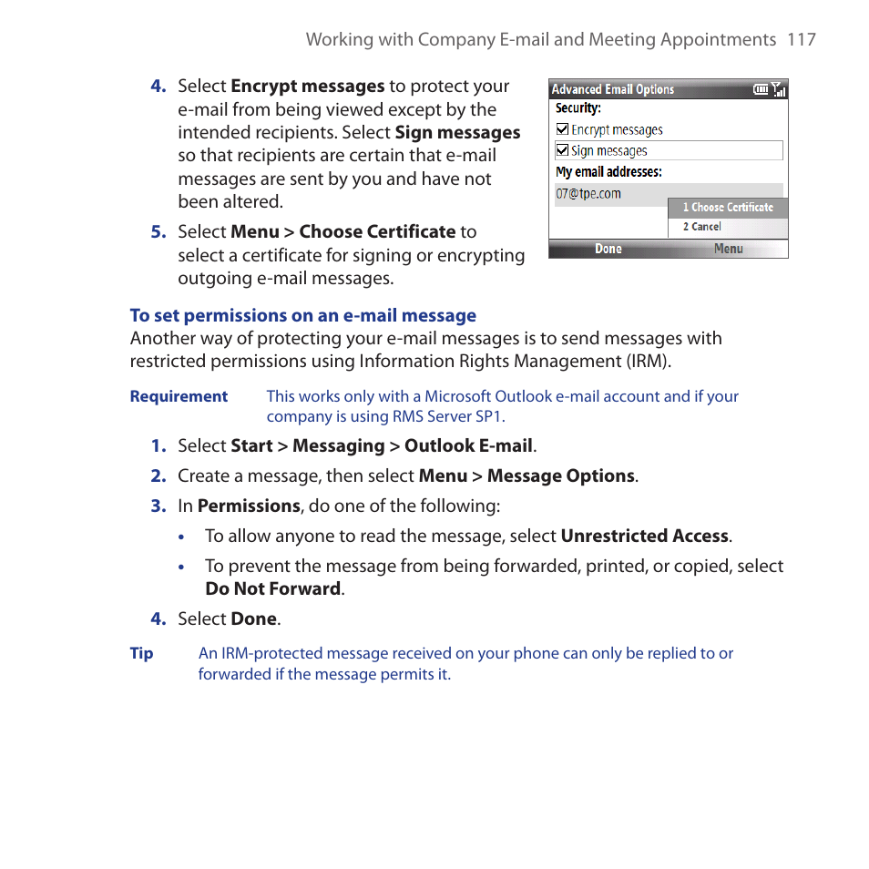 HTC Dash 3G HS S200 User Manual | Page 117 / 192