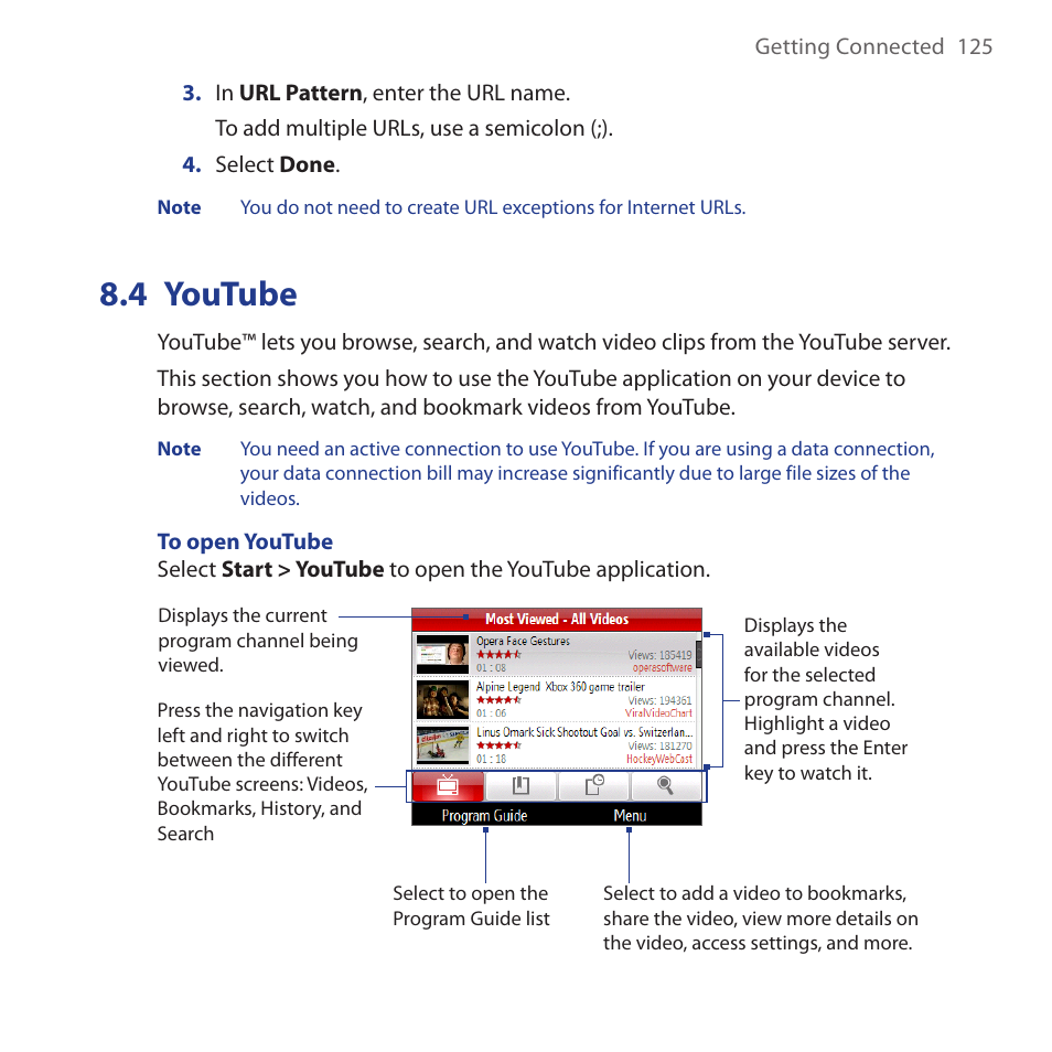 4 youtube, Youtube | HTC Dash 3G HS S200 User Manual | Page 125 / 192