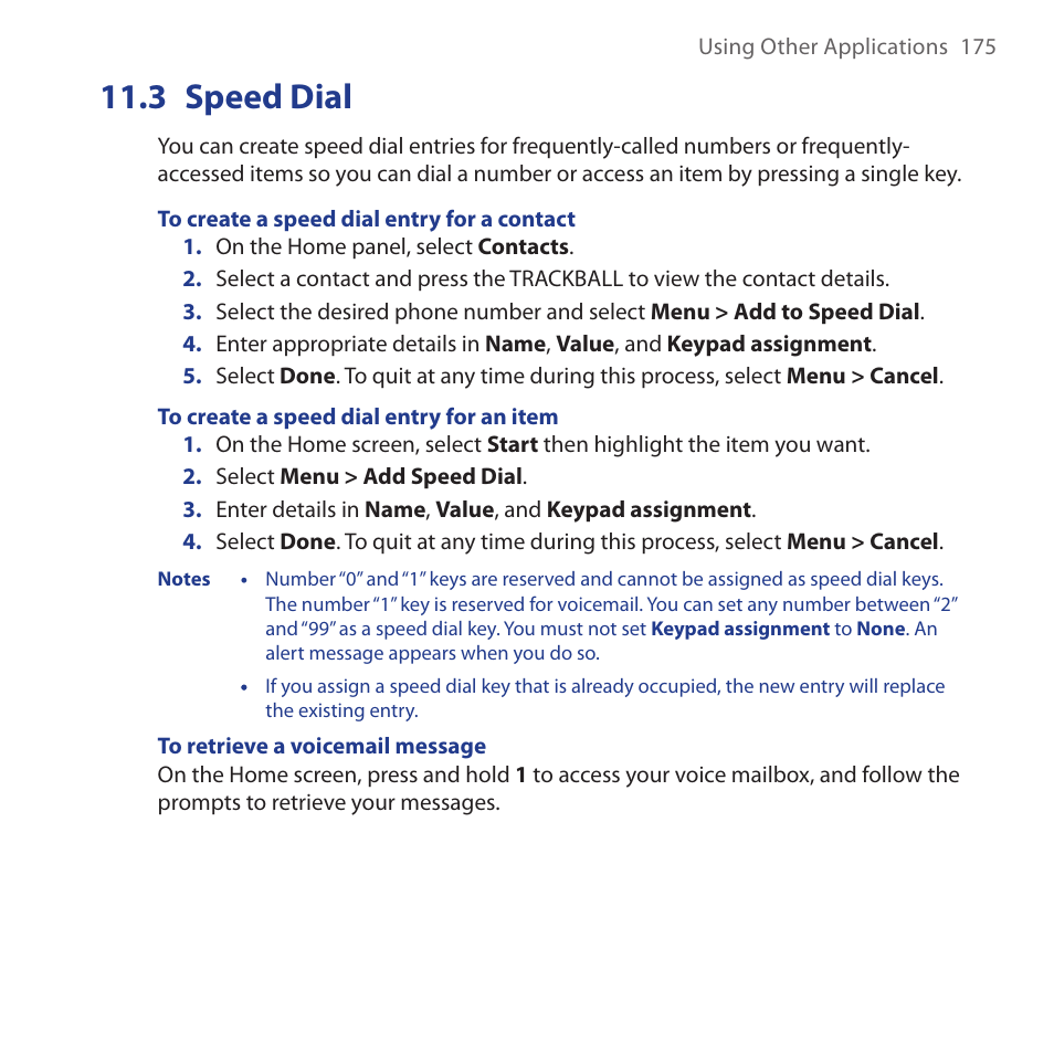 3 speed dial, Speed.dial | HTC Dash 3G HS S200 User Manual | Page 175 / 192